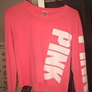 VS PINK long sleeve bright pink cropped tee